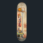 Slam Dunk op Basketball Hoop van Jay Throckmorton Skateboard<br><div class="desc">Wat doe je als je niet op je skateboard, je fiets, je paard of zelfs maar met je hond kunt spelen? Je oefent je slam-dunk routine uit. Dit jonge man staat op een stapel dozen en wil er zeker van zijn dat hij de basketbalhoepel kan slaan met zijn vaardigheden. Haal...</div>