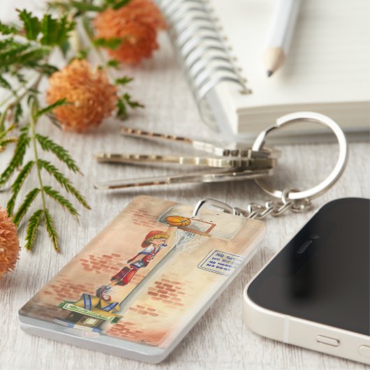 Slam Dunk op Basketball Hoop van Jay Throckmorton Sleutelhanger (Voorkant Rechts)