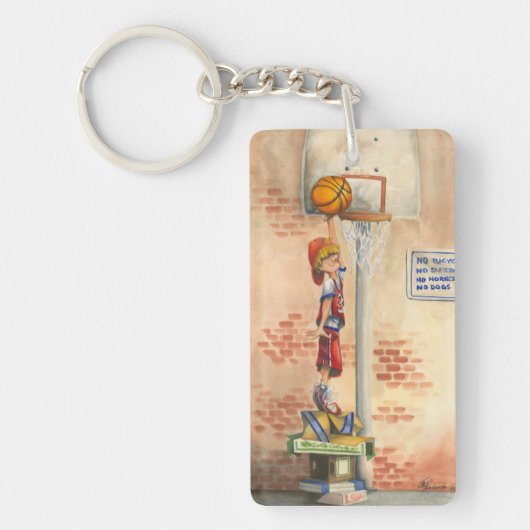Slam Dunk op Basketball Hoop van Jay Throckmorton Sleutelhanger (Voorkant)
