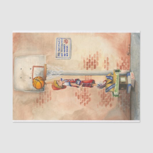 Slam Dunk op Basketball Hoop van Jay Throckmorton Tissuepapier (Voorkant)