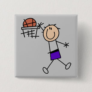 Slam Dunk Paarse Basketbal T-shirts en Cadeaus Vierkante Button 5,1 Cm