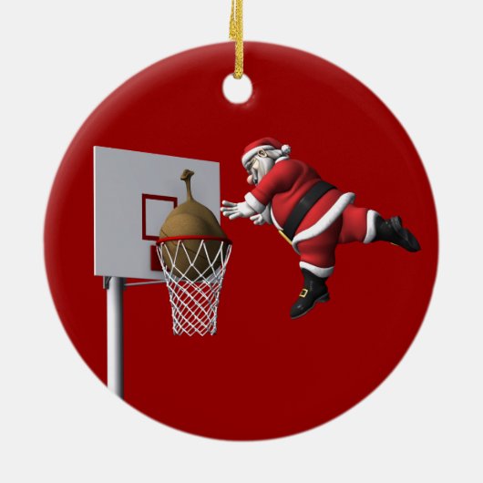 Slam Dunk Santa Claus Keramisch Ornament (Achterkant)