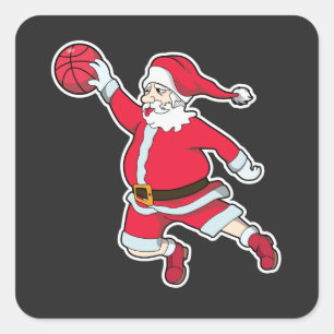 Slam Dunk Santa Claus Vierkante Sticker