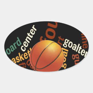 Slam Dunk van Vocabulary: Basketbal Game of Champs Ovale Sticker