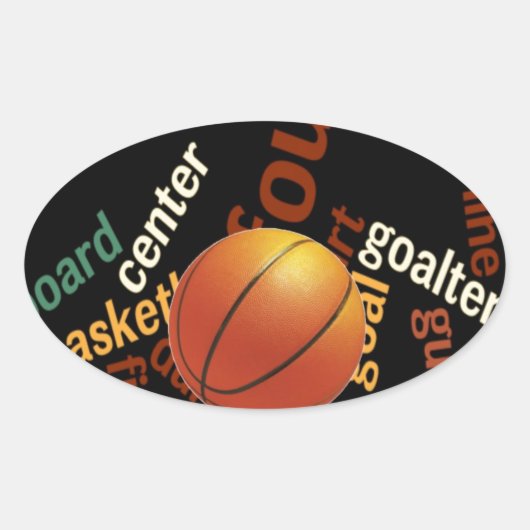 Slam Dunk van Vocabulary: Basketbal Game of Champs Ovale Sticker (Voorkant)