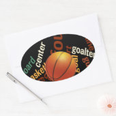 Slam Dunk van Vocabulary: Basketbal Game of Champs Ovale Sticker (Envelop)