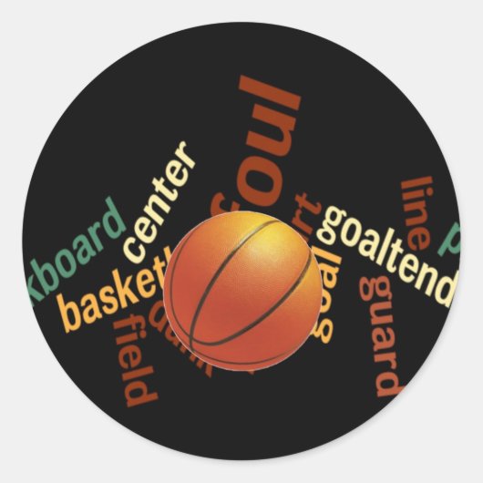 Slam Dunk van Vocabulary: Basketbal Game of Champs Ronde Sticker (Voorkant)