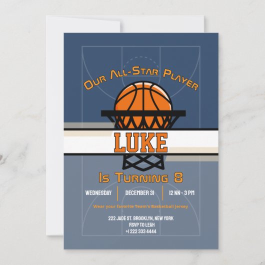 Slam Dunk Verjaardagsfeest Uitnodiging (Voorkant)