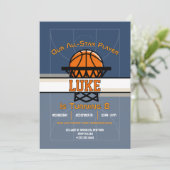 Slam Dunk Verjaardagsfeest Uitnodiging (Staand voorkant)