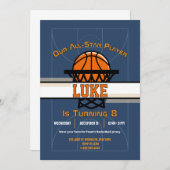 Slam Dunk Verjaardagsfeest Uitnodiging (Voorkant / Achterkant)