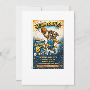 Slam Dunk Verjaardagsuitnodiging – Leuk Basketbal Kaart
