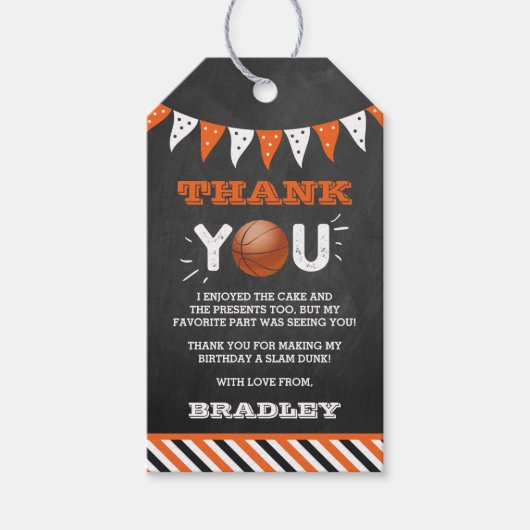 Slam Dunking De Grote | Basketbal Verjaardag Cadeaulabel (Voorkant)