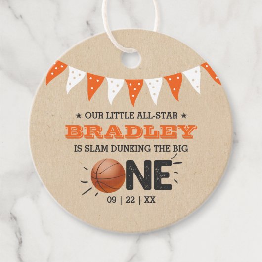 Slam Dunking the Big One | Basketball 1e verjaarda Bedankjes Labels (Voorkant)