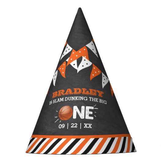 Slam Dunking the Big One | Basketball 1e verjaarda Feesthoedjes (Voorkant)