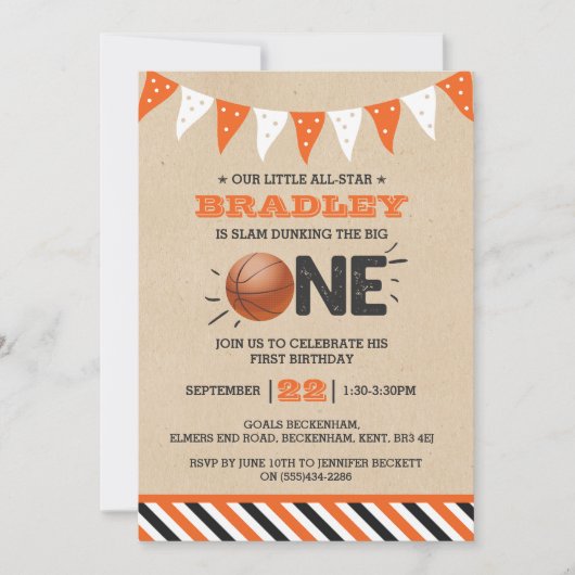 Slam Dunking the Big One | Basketball 1e verjaarda Kaart (Voorkant)