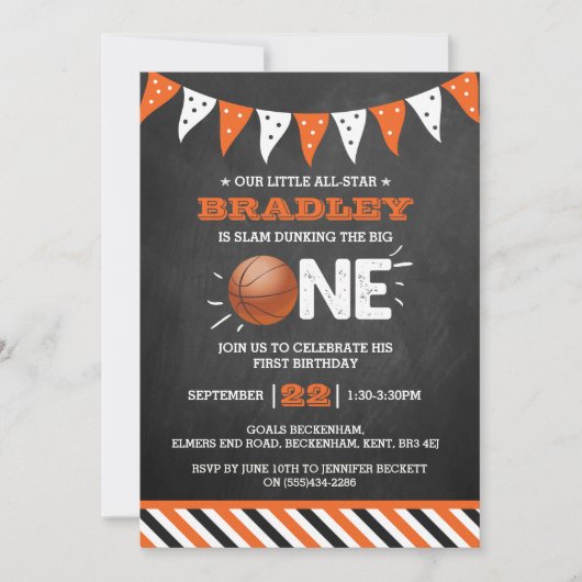 Slam Dunking the Big One | Basketball 1e verjaarda Kaart (Voorkant)