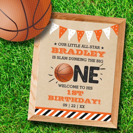 Slam Dunking the Big One | Basketball 1e verjaarda Poster