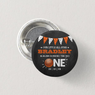 Slam Dunking the Big One   Basketball 1e verjaarda Ronde Button 3,2 Cm