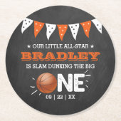 Slam Dunking the Big One | Basketball 1e verjaarda Ronde Kartonnen Onderzetter (Voorkant)