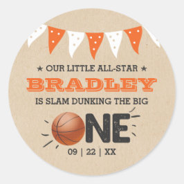 Slam Dunking the Big One | Basketball 1e verjaarda Ronde Sticker