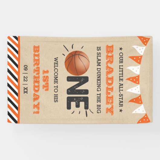 Slam Dunking the Big One | Basketball 1e verjaarda Spandoek (Horizontaal)