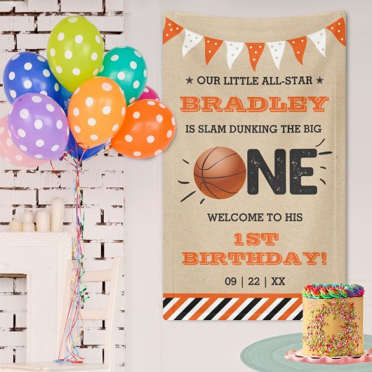 Slam Dunking the Big One | Basketball 1e verjaarda Spandoek