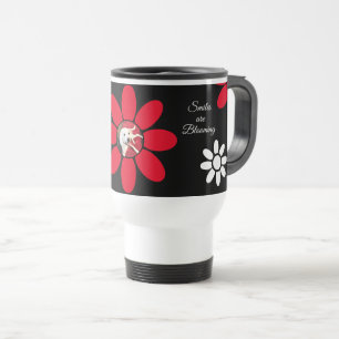 Slamijlen zijn het bloemen van Cute Dog Red Flower Reisbeker