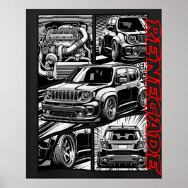 Slammed Renegade Widebody Turbo Comic Grafisch Poster