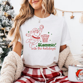 Slammin' Into de Feestdagen Basketbal Kerstmis T-shirt