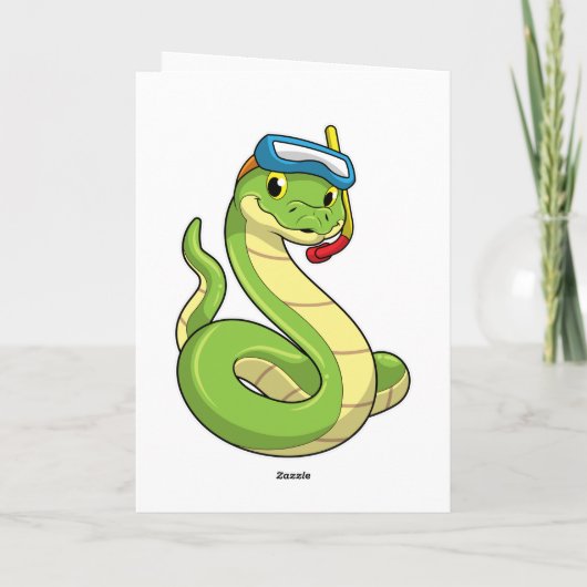 Slang als duiker met snorkel kaart (Achterkant)