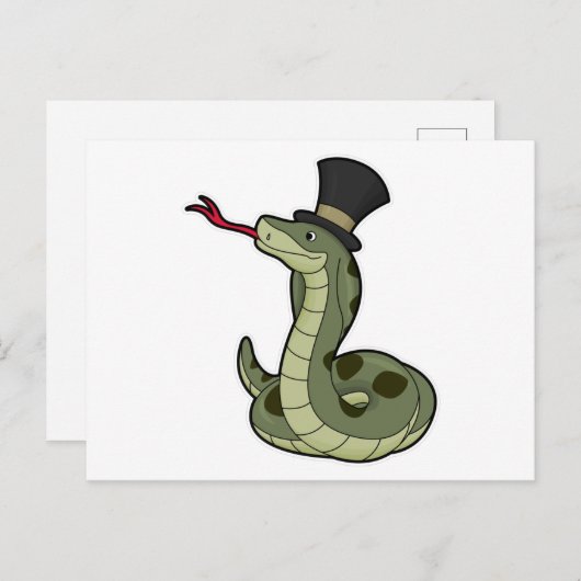 Slang als gentleman & hoed briefkaart (Voorkant / Achterkant)