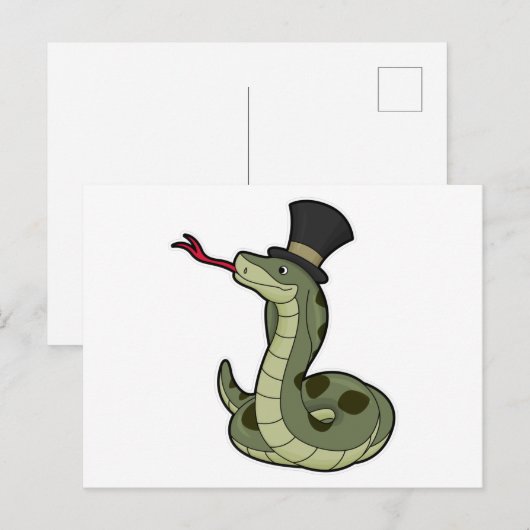Slang als heer & hoed briefkaart (Voorkant / Achterkant)