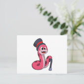 Slang als heer met hoed en wandelstok briefkaart (Staand voorkant)