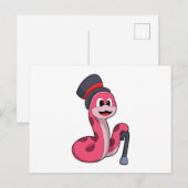 Slang als heer met hoed & wandelstok briefkaart (Voorkant / Achterkant)