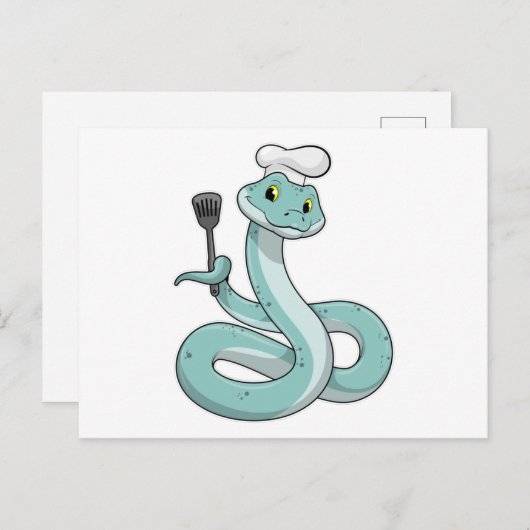 Slang als kok met kookmuts briefkaart (Voorkant / Achterkant)