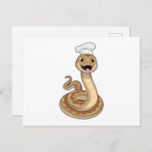 Slang als kok met kookmuts briefkaart (Voorkant / Achterkant)