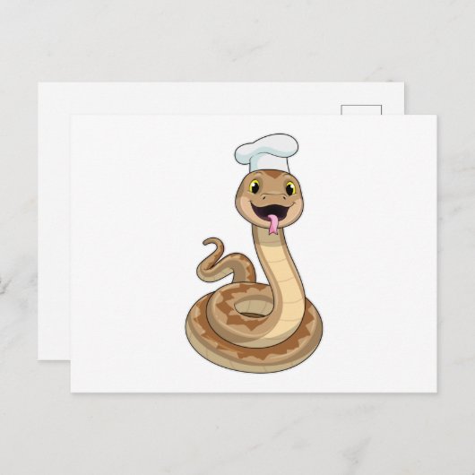 Slang als kok met kookmuts briefkaart (Voorkant / Achterkant)