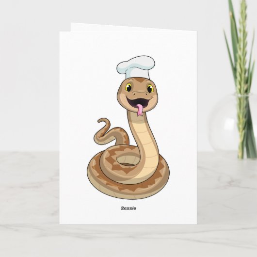 Slang als kok met kookmuts kaart (Achterkant)