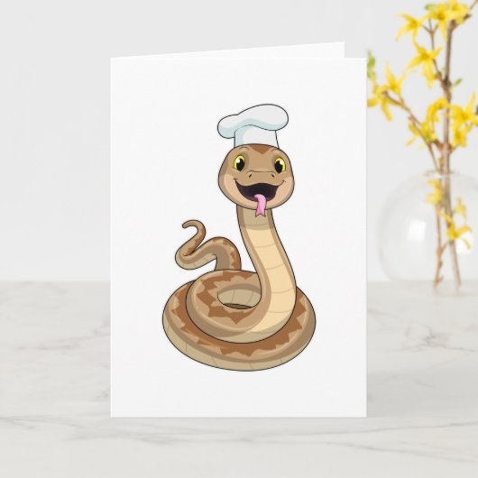 Slang als kok met kookmuts kaart (Gele Bloem)