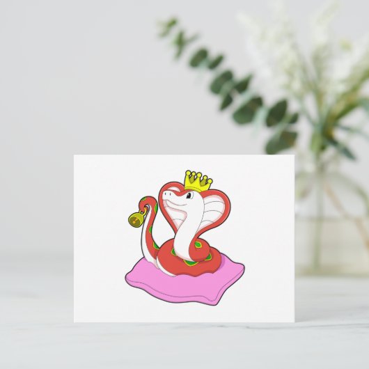 Slang als Koning met Kroon Briefkaart (Staand voorkant)