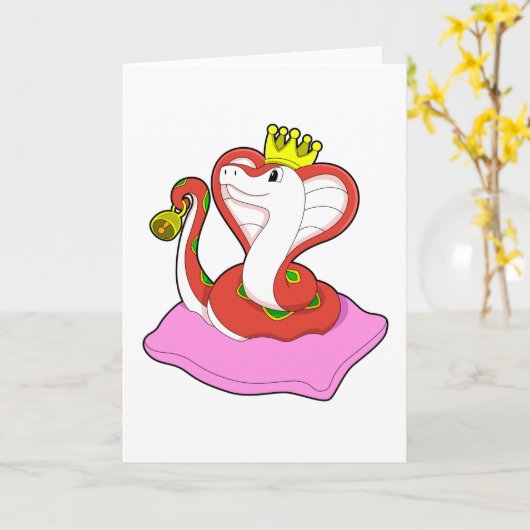 Slang als Koning met Kroon Kaart (Gele Bloem)