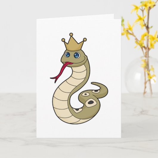 Slang als Koning met Kroon Kaart (Gele Bloem)