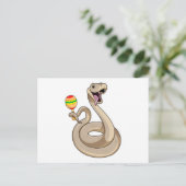 Slang als muzikant met maracas briefkaart (Staand voorkant)