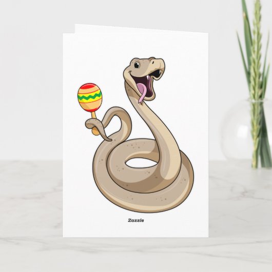 Slang als muzikant met maracas kaart (Achterkant)