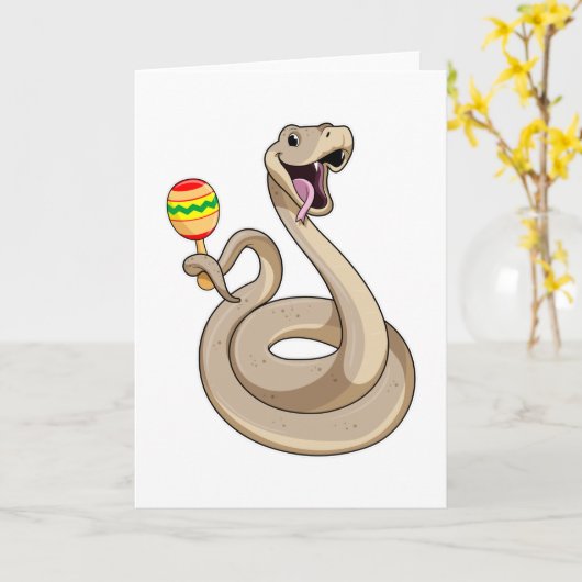 Slang als muzikant met maracas kaart (Gele Bloem)