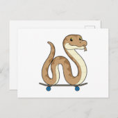 Slang als schaatser met skateboard briefkaart (Voorkant / Achterkant)