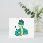 Slang als Schilder met verfkwast Briefkaart (Staand voorkant)