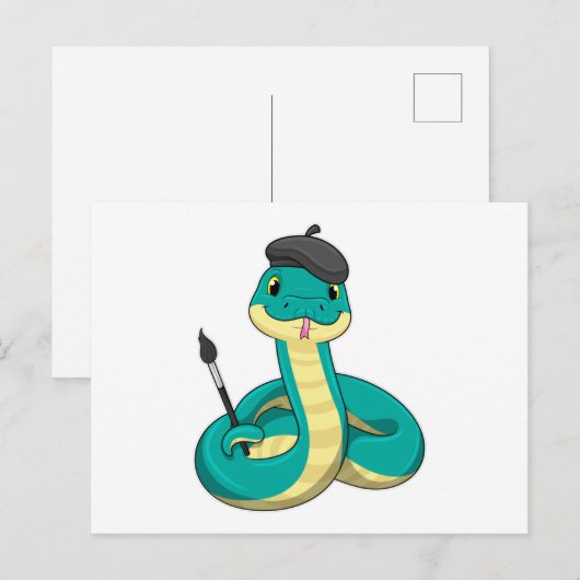 Slang als Schilder met verfkwast Briefkaart (Voorkant / Achterkant)