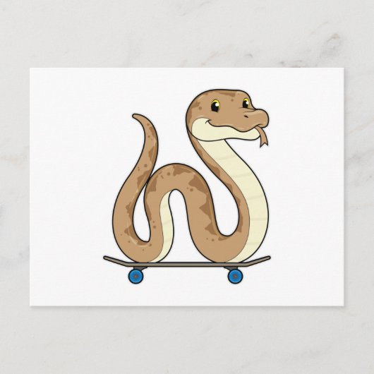 Slang als skater met skateboard briefkaart (Voorkant)