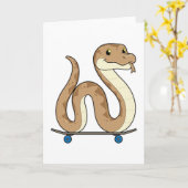 Slang als skater met skateboard kaart (Gele Bloem)